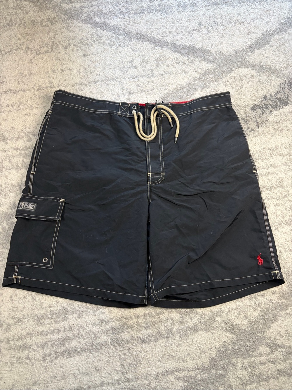 Polo Ralph Lauren Men’s Black Cargo Swim Trunks Board Shorts XL Y2K